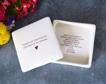 Unique Mother of the Groom Gift, Thank You For Raising the Man of My Dreams, Mom Gift, Mother in Law Gift, Personalized Square Keepsake Box