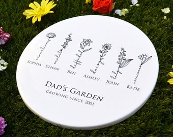 Gift for Dad, Garden of Love Personalized Garden Tile, Dad Birthday Gift, Grandpa Gift, Birth Month Garden Stone, Garden Decoration