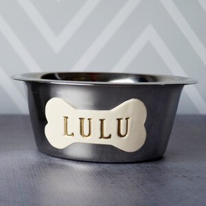 Personalized Set of Medium Sized Dog Bowls, Dog Gift, Puppy Gift, Dog Bowl with Name - Stainless Steel Dog Bowls - Medium Size image 2