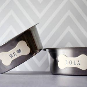 Tigelas grandes para cães - Conjunto personalizado de tigelas de aço inoxidável, tigelas personalizadas para cães com nome, presente para cães, presente para filhotes, presente para amantes de cães,
