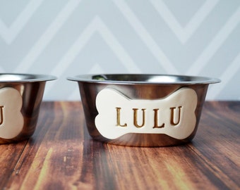 Set of Small Dog Bowls-Personalized, Puppy Gift with Name  - Small Size - Stainless Steel