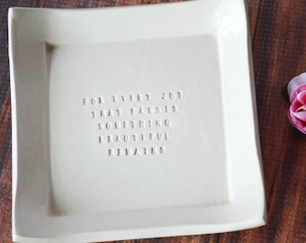 Personalized Ceramic Sympathy Tray '...Something Beautiful Remains..."  Handmade Bereavement Gift