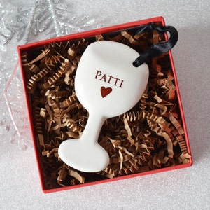 Wine Glass Ornament - Personalized with Name - Girlfriend Gift, Friend Gifts, Custom Christmas Ornament, Wine Gift
