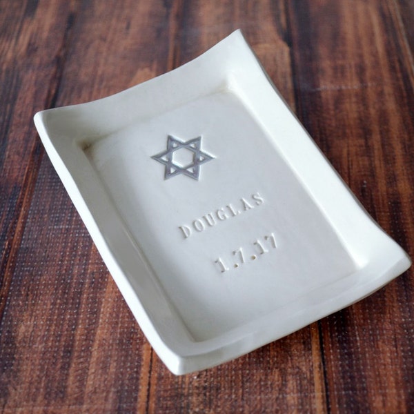 Bar Mitzvah or Bat Mitzvah Gift - Personalized Miniature Platter - with Star of David