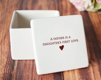 Father of the Bride Gift, Wedding Gift for Dad, Gift for Him - Personalized Deep Square Keepsake Box - A Father is a Daughter's First Love