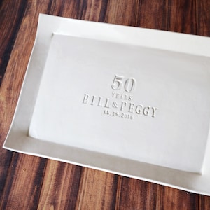 50th Anniversary Gift - Large Rectangular Platter (or Guest Book Alternative) - Handmade Ceramic
