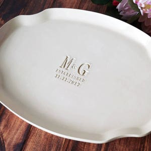 Wedding Gift, Engagement Gift, Anniversary Gift or Signature Guestbook Platter Personalized with Initials and Date image 1