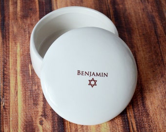 Personalized Bar Mitzvah Gift, Bat Mitzvah Gift, Jewish Gift, Jewish Present, Mazel Tov, Hebrew Gift  - Round Keepsake Box