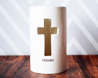 Baptism Gift, First Communion Gift or Confirmation GIft - With Irish Blessing - Cross Votive