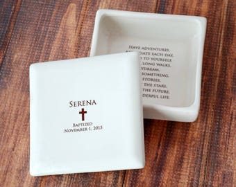 Christening Gift, Baptism Gift, First Communion Gift, Confirmation Gift, Religious Gift - Square Keepsake Box - Have Adventures ...