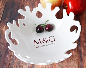 Personalized Ceramic Coral Bowl: Wedding Anniversary Gift