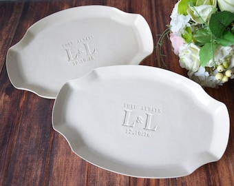 Parent Wedding Gift - Set of Personalized Platters (2) - With Initials and Date