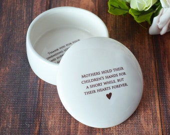 Mother of the Bride Gift, Mom Wedding Gift, Mom Wedding Gift- Personalized Round Keepsake Box- Mothers Hold Their Children's Hands for a...