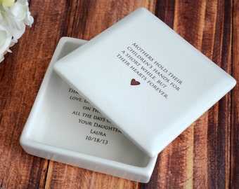 Mother of the Bride Gift, Wedding Gift for Mom - Personalized Square Box - Mothers Hold Their Children's Hands for a Short While...