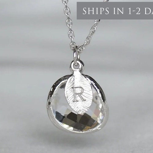 April Birthstone Necklace Personalized 