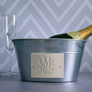 Personalized Wedding Gift Custom Champagne Bucket with Monogram, Name, and Year Gift for a Couple, Housewarming Gift, Anniversary Gift image 2