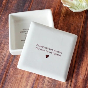 Caja de cerámica para guardar recuerdos, regalo para la madre del novio, gracias por criar al hombre de mis sueños.