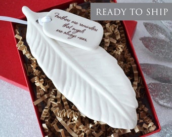 Sympathy Ornament, Feather Sympathy Gift, Sympathy Feather Ornament - READY TO SHIP - Feathers Are Reminders That Angels Are Always Near