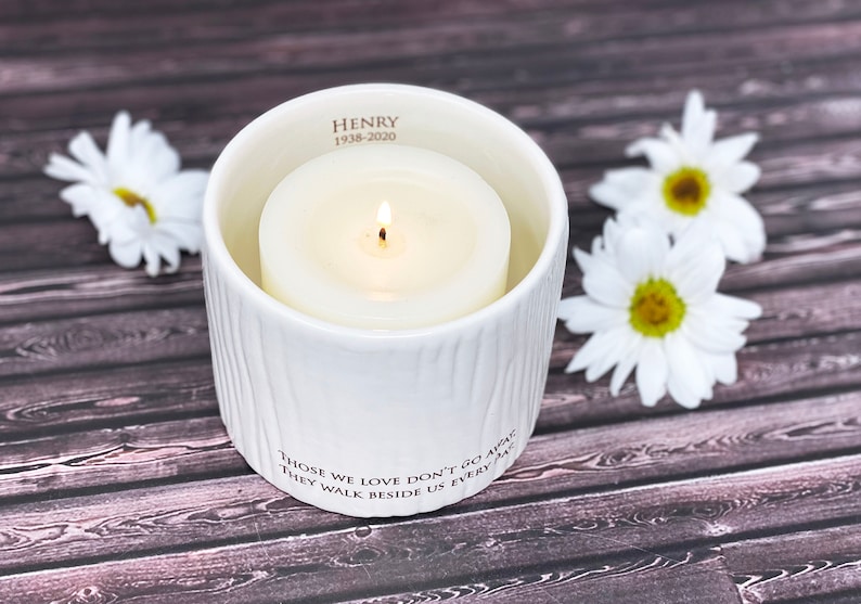 Sympathy Gift, Memorial Candle, Personalized Votive or Sympathy Vase - Those We Love Don’t Go Away, They Walk Beside Us Every Day image 6