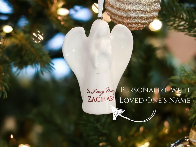 Personalize this Angel ornament with loved ones name: In Loving Memory of...