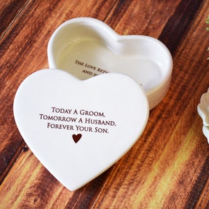 Mother of the Groom Gift, Mom Gift, Gift From Groom to Mom - Personalized Heart Shaped Keepsake Box - Today a Groom, Tomorrow a Husband ...