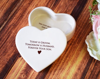 Mother of the Groom Gift, Mom Gift, Gift From Groom to Mom - Personalized Heart Shaped Keepsake Box - Today a Groom, Tomorrow a Husband ...