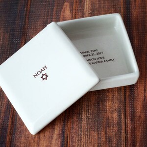 This lovely personalized square keepsake box would be a perfect Bar Mitzvah or Bat Mitzvah gift.