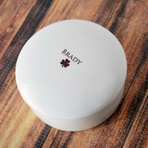 This lovely round keepsake box would be a perfect baptism, christening, first communion, or confirmation gift. It has an Irish blessing prayer and can be personalized.