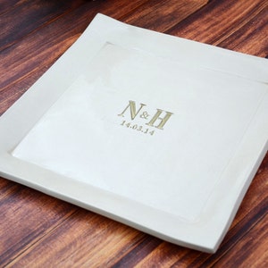 Wedding Gift or Wedding Signature Guestbook Decorative Platter Personalized with Monogram image 3