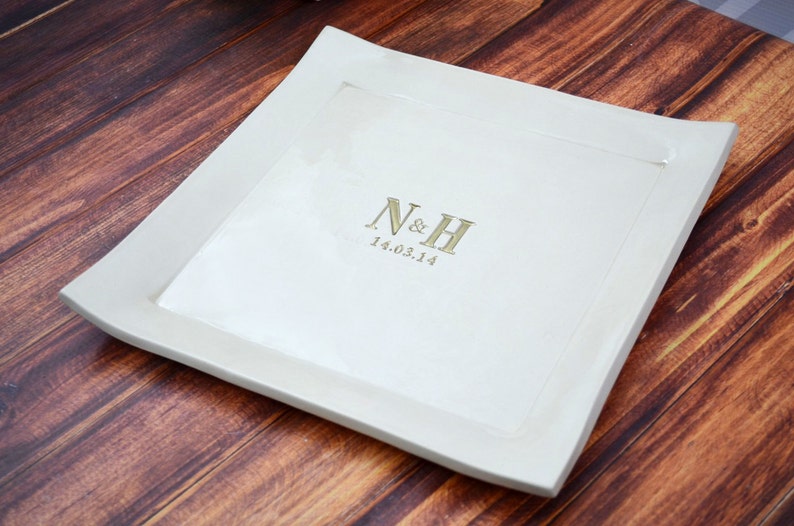 Wedding Gift or Wedding Signature Guestbook Decorative Platter Personalized with Monogram image 3