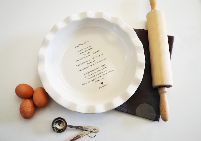 Cadeau pour la fête des mères, assiette à tarte avec recette manuscrite, plat à tarte recette personnalisée, cadeau pour maman, cadeau pour grand-mère, cadeau pour cuisinier image 5