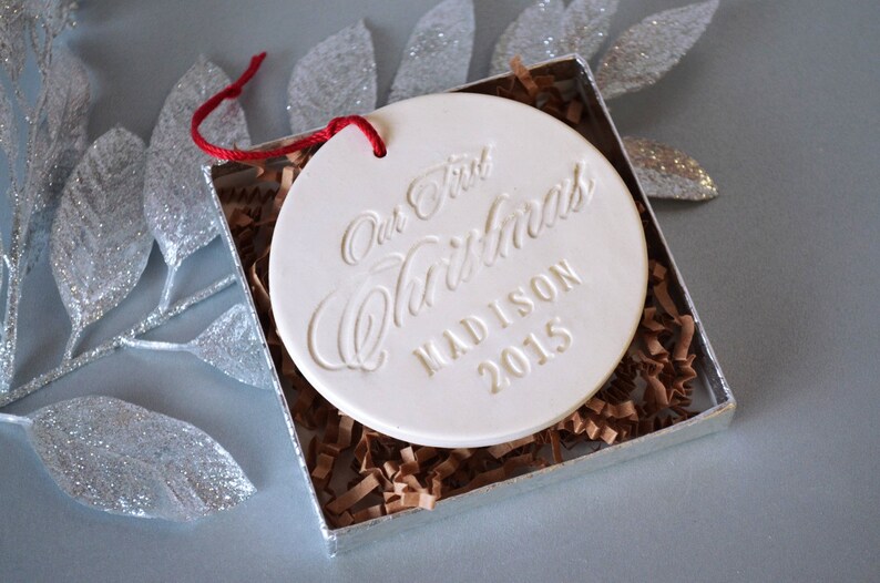 Personalized Our First Christmas Ornament with Last Name and Year Custom Ornament, Christmas Gift for a Couple image 3