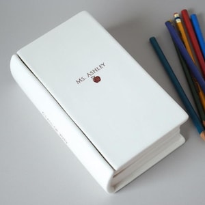 Cadeau personnalisé pour remercier l'enseignant, boîte souvenir en céramique, forme de livre