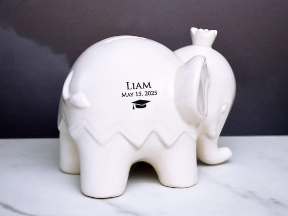 Ceramic Piggy Bank, Personalized Elephant Bank, Baby Gift, Gift for Kids, Coin Bank with Name, Customized Piggy Bank, Cute & Unique, Money
