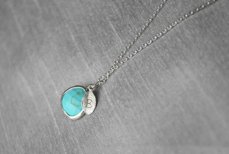 Turquoise Necklace, December Birthstone Necklace, Bridesmaid Necklace, Turquoise Birthstone Necklace, Custom Initial Necklace, Gift for Her image 5