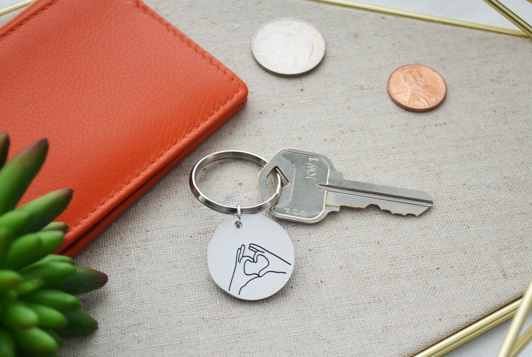 Friendship Keychain: Heart Hands Gesture Key Ring, Stainless Steel - Etsy