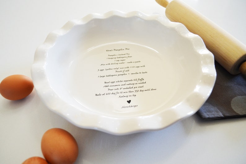 Pie Plate With Handwritten Recipe Personalized Pie Dish With Etsy