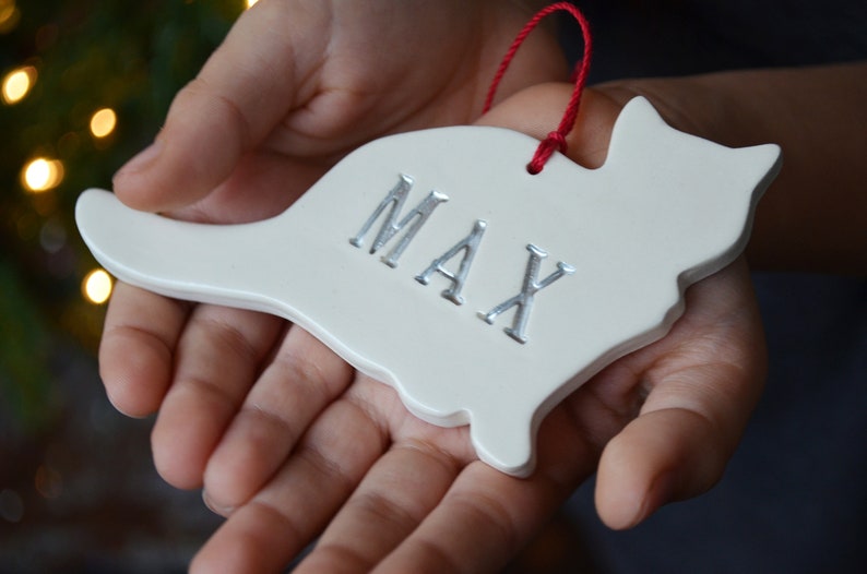 Cat Christmas Ornament, Cat Gift, Personalized Cat Ornament, Kitten Ornament, Custom Cat Ornament with Name Christmas Gift for Cat Lover image 1