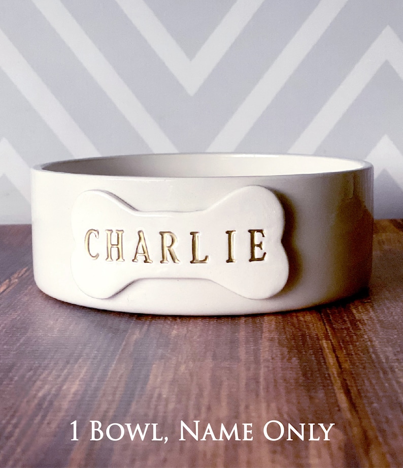 Personalized Dog Bowl, Dog Dish, Dog Bowl with Name, Custom Dog Bowl, Dog Gift, Puppy Gift, Pet Gift Small/Medium Size Ceramic 1 Bowl, Name Only