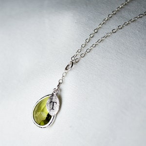 Peridot Necklace, August Birthstone Necklace, Bridesmaid Gift, Mom Birthstone Necklace, Initial Necklace, Mom Gift, Grandma Necklace image 4