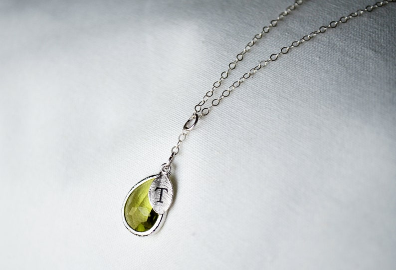 Peridot Necklace, August Birthstone Necklace, Bridesmaid Gift, Mom Birthstone Necklace, Initial Necklace, Mom Gift, Grandma Necklace image 4