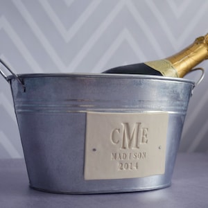 Personalized Wedding Gift Custom Champagne Bucket with Monogram, Name, and Year Gift for a Couple, Housewarming Gift, Anniversary Gift image 1