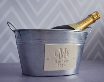 Personalized Wedding Gift - Custom Champagne Bucket with Monogram, Name, and Year - Gift for a Couple, Housewarming Gift, Anniversary Gift