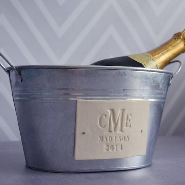 Personalized Wedding Gift - Custom Champagne Bucket with Monogram, Name, and Year - Gift for a Couple, Housewarming Gift, Anniversary Gift