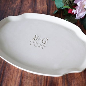 Wedding Gift, Engagement Gift, Anniversary Gift or Signature Guestbook Platter Personalized with Initials and Date image 4