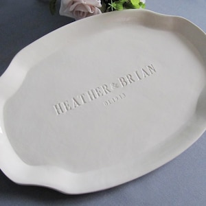 Wedding Gift, Engagement Gift or Signature Guestbook Platter - Personalized with Names and Date image 1
