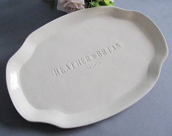 Wedding Gift, Engagement Gift or Signature Guestbook Platter  - Personalized with Names and Date