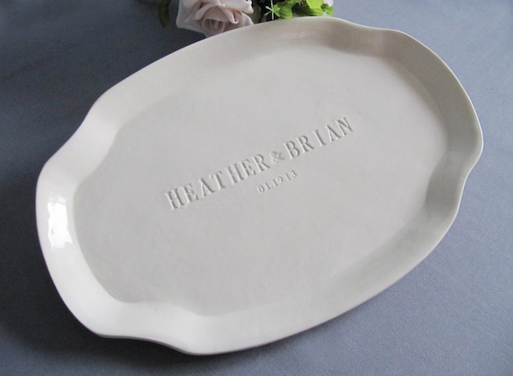 Wedding Gift, Engagement Gift or Signature Guestbook Platter  - Personalized with Names and Date