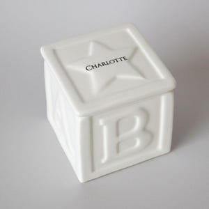 Change Bank, Personalized Ceramic ABC Block, Keepsake Box, Girl Gift, Boy Gift