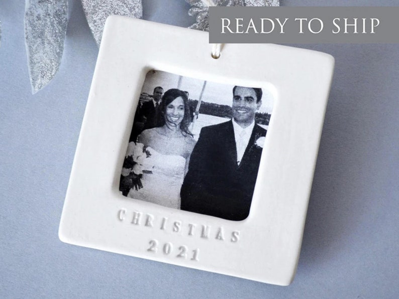 First Christmas Ornament 2021 - READY TO SHIP - Square Picture Frame 